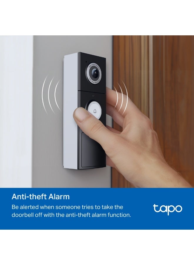 TP-LINK Tapo D235 Video Doorbell Camera with 2K 5MP Clarity, 180° Ultra-Wide View, Full-Color Night Vision, Two-Way Audio, Free AI Detection Alerts, IP66 Weatherproof, and 210-Day Battery or Wired Power Options Black & White - Image 4