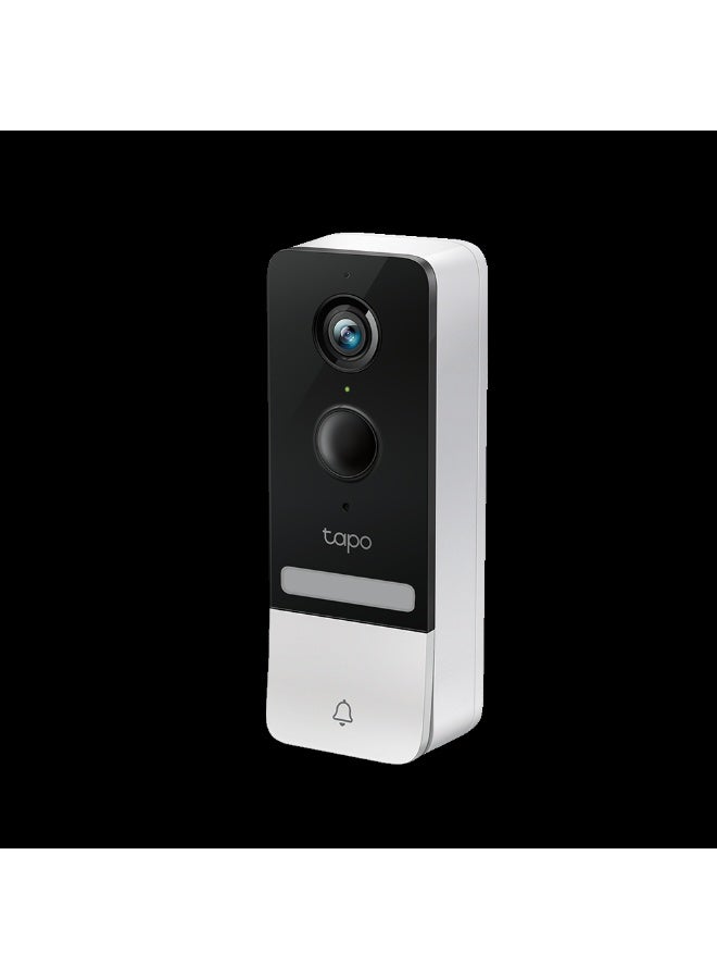 TP-LINK - Tapo D230S1 Smart Battery Video Doorbell with 2K 5MP Live View, Color Night Vision, Head-to-Toe 160° Field of View, Smart AI Detection, Flexible Placement, Anti-Theft Alarm, and IP64 Water & Dust Resistance Black & White - Image 1