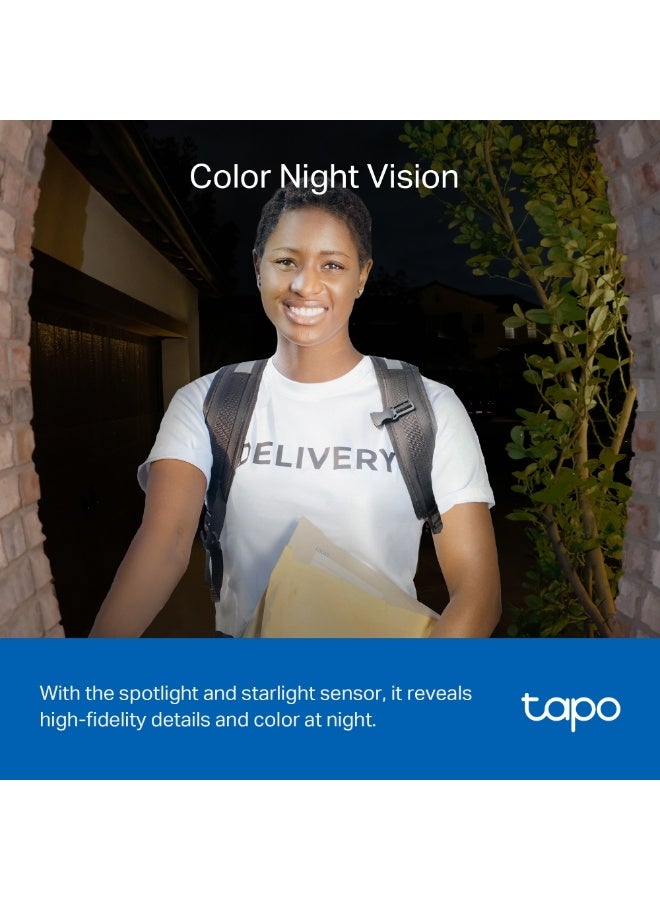 TP-LINK - Tapo D230S1 Smart Battery Video Doorbell with 2K 5MP Live View, Color Night Vision, Head-to-Toe 160° Field of View, Smart AI Detection, Flexible Placement, Anti-Theft Alarm, and IP64 Water & Dust Resistance Black & White - Image 1