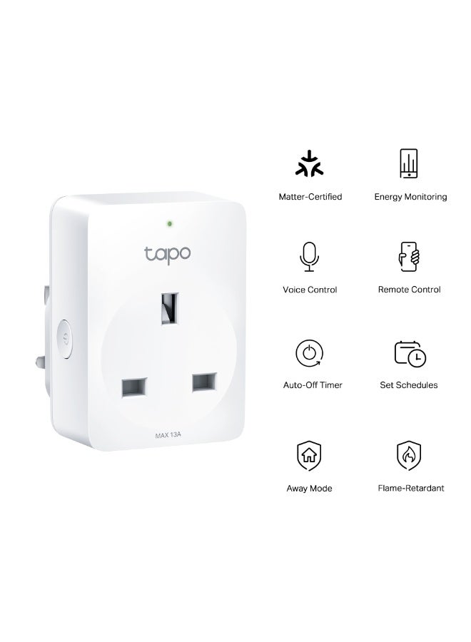 TP-LINK Tapo P110M Mini Smart Wi-Fi Plug with Energy Monitoring, Compact Design, Voice Control, Matter Certified, Remote Control, and Scheduling Features for Efficient Home Automation White  - Image 4