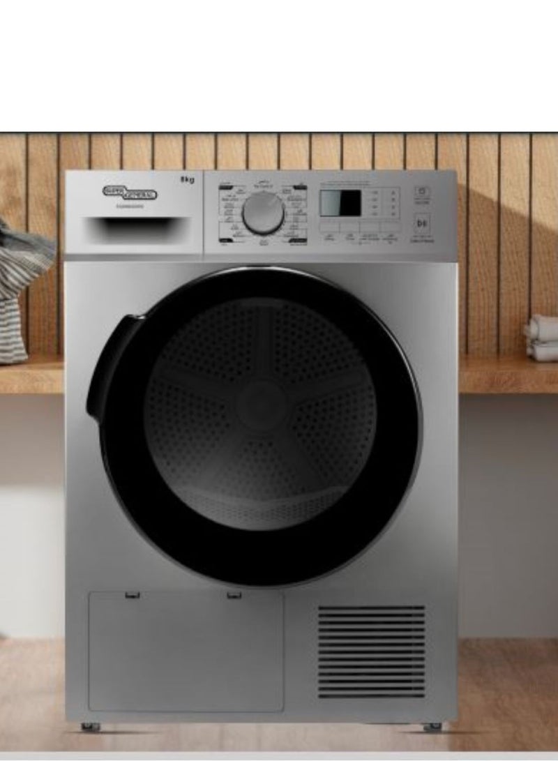 SUPER GENERAL - 8KG Dryer With 16 customizable programs, Digital Display 8 kg SGD8800DDS Silver - Image 1