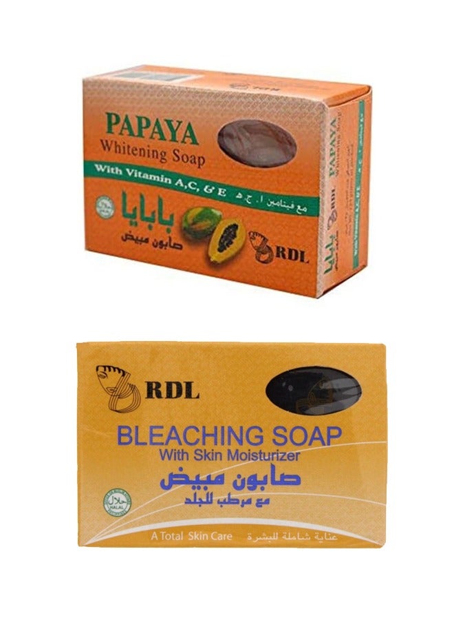 ار دي ال مجموعة صابون فاخرة لتنظيف عميق وانتعاش طوال اليوم صابون تبييض مع مرطب 135 جرام وصابون تبييض البابايا - Image 1