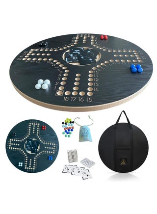 Jackaroo Board Game Set, 4-Player Wooden Board with Marbles, Cards and Carrying Bag, Black - pnsku/N70148265V/45/_/1738569751/3f15a33e-0d21-4961-8588-63979f304b52