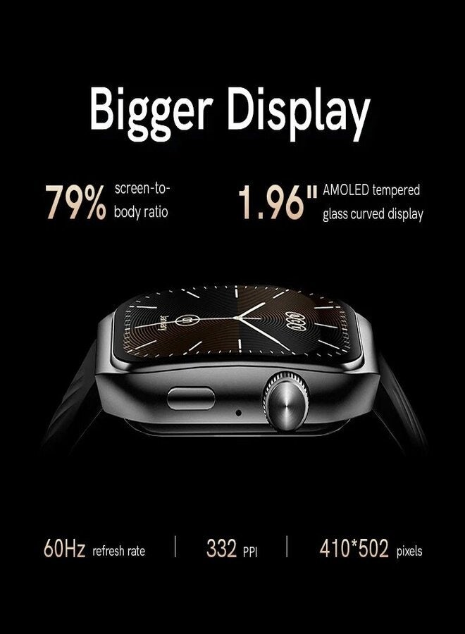 QCY 260 mAh QCY Watch GS2 With 1.96 AMOLED Big Screen Display, 100 Plus Watch Faces, 10 Days Battery Life, Health and Sports Tracking Black  - Image 3