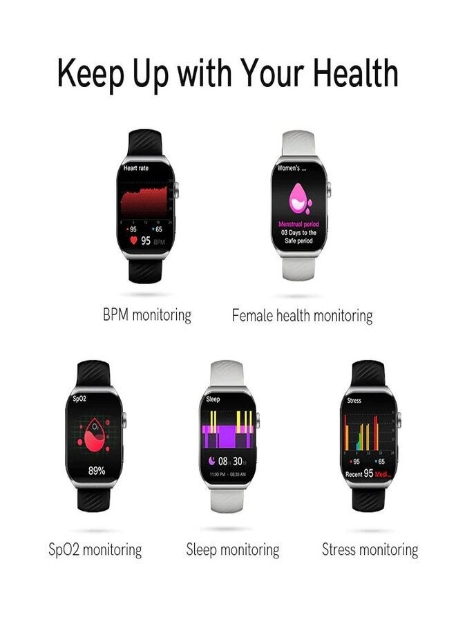 QCY 260 mAh QCY Watch GS2 With 1.96 AMOLED Big Screen Display, 100 Plus Watch Faces, 10 Days Battery Life, Health and Sports Tracking Black  - Image 5