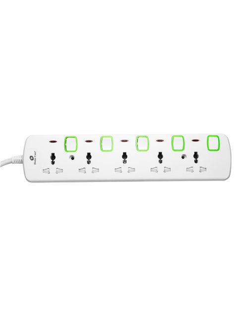 Home Care 5 Way Extension Socket 3M - Extension Lead Strip With Led Indicators | Extra Long Cord With Over Current Protected | Ideal For All Electronic Devices | 2 Years Warranty