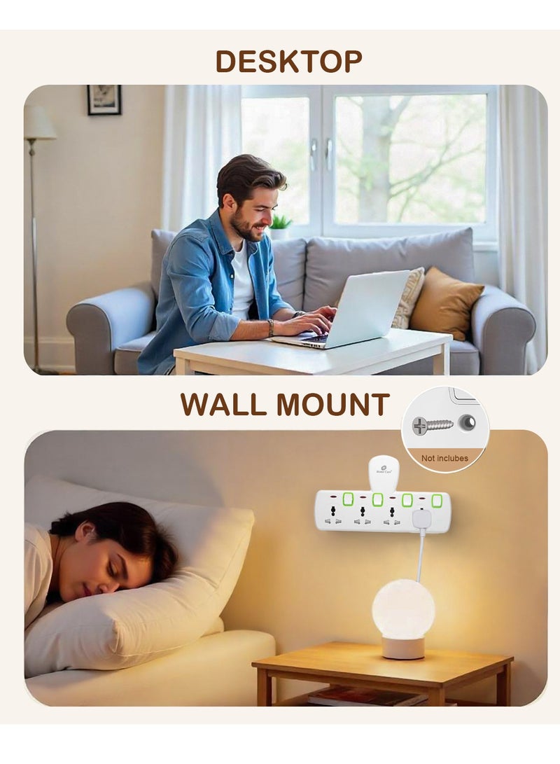 Home Care Home Care Multi Plug Extension Socket, 4 Way Electrical Outlet 3M Extender, Universal Plug Adapter, Charging Station for Home, Office, Kitchen, Individually Switched, Product Registered Under (ECAS)  - Image 2