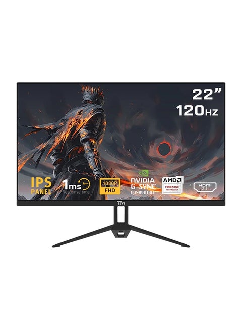 22 inch TM ECO Series Gaming Monitor 120Hz, 1ms Response Time, FHD (1920x1080), IPS Panel, HDMI 2.1 & DisplayPort 1.4, Adaptive Sync, LED Backlight, 178° Viewing Angle, Built-in Speakers, Low Blue Light, 1000:1 Contrast Ratio, External Power Supply (12V 2.5A), TM22FHD120IPS Black