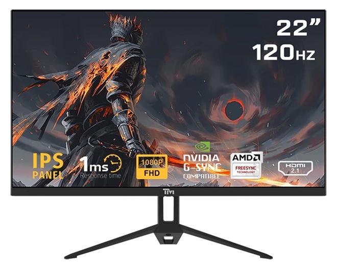TWISTED MINDS 21.45-Inch TM ECO Series Gaming Monitor 120Hz, 1ms Response Time, FHD (1920x1080), IPS Panel, HDMI 2.1 And DisplayPort 1.4, Adaptive Sync, LED Backlight, 178° Viewing Angle, Built-in Speakers, Low Blue Light, 1000:1 Contrast Ratio, External Power Supply (12V 2.5A), TM22FHD120IPS - Black - Image 1