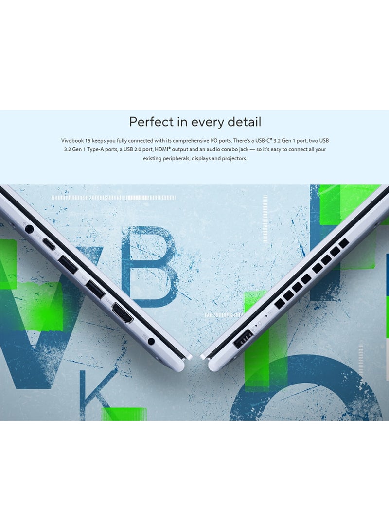 ASUS - VIVOBOOK 15 With 15.6 Inch Full HD(1920 x 1080) Display LED,Intel Core i5-13420H Processor/8GB RAM DDR4/512GB SSD/Intel Iris Xe Graphics/Windows 11 Home English/Arabic Cool Silver - Image 1