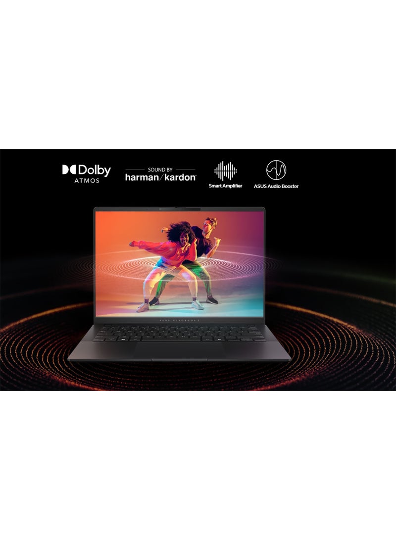 أسوس Vivobook S  Laptop With 14-Inch OLED WUXGA (1920x1200) Display, AMD R5-7535HS Processor/8GB RAM DDR5/512GB SSD/Full HD Camera/ Backlit Keyboard 1-Zone RGB/ Type C Charge/ English/Arabic Aluminum silver  - Image 4