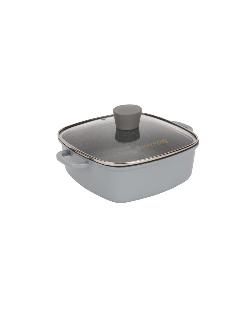 Royalford Royalford 7-Piece Die-Cast Aluminum Cookware Set- RF12487/ Granite Coated with 2.2 mm Thickness, Induction Base, Handles and Glass Lid Grey  - Image 4
