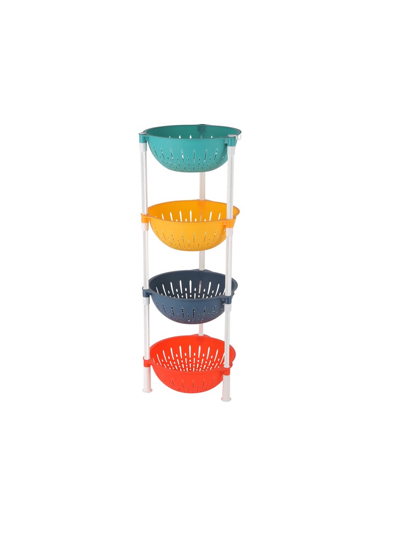 Royalford 4 Layer Kitchen Rack- RF12480/ Round Plastic Multi-Purpose Storage Stand for Fruits, Vegetables, Accessories Multicolor - Image 3