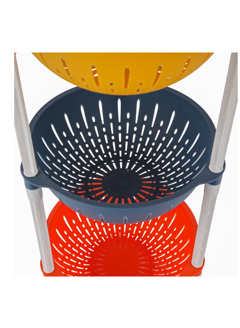 Royalford 4 Layer Kitchen Rack- RF12480/ Round Plastic Multi-Purpose Storage Stand for Fruits, Vegetables, Accessories Multicolor - Image 5