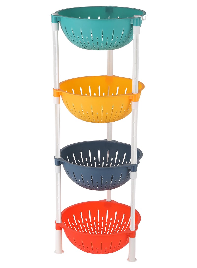 Royalford 4 Layer Kitchen Rack- RF12480/ Round Plastic Multi-Purpose Storage Stand for Fruits, Vegetables, Accessories Multicolor - Image 1