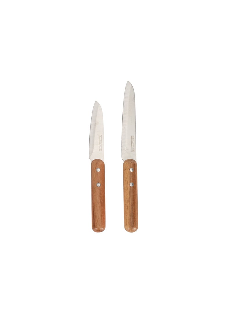 Royalford Royalford Kitchen Knife Set- RF12465/ Pack of 2, Includes 5" Utility and 3.5" Paring Knife Brown  - Image 1
