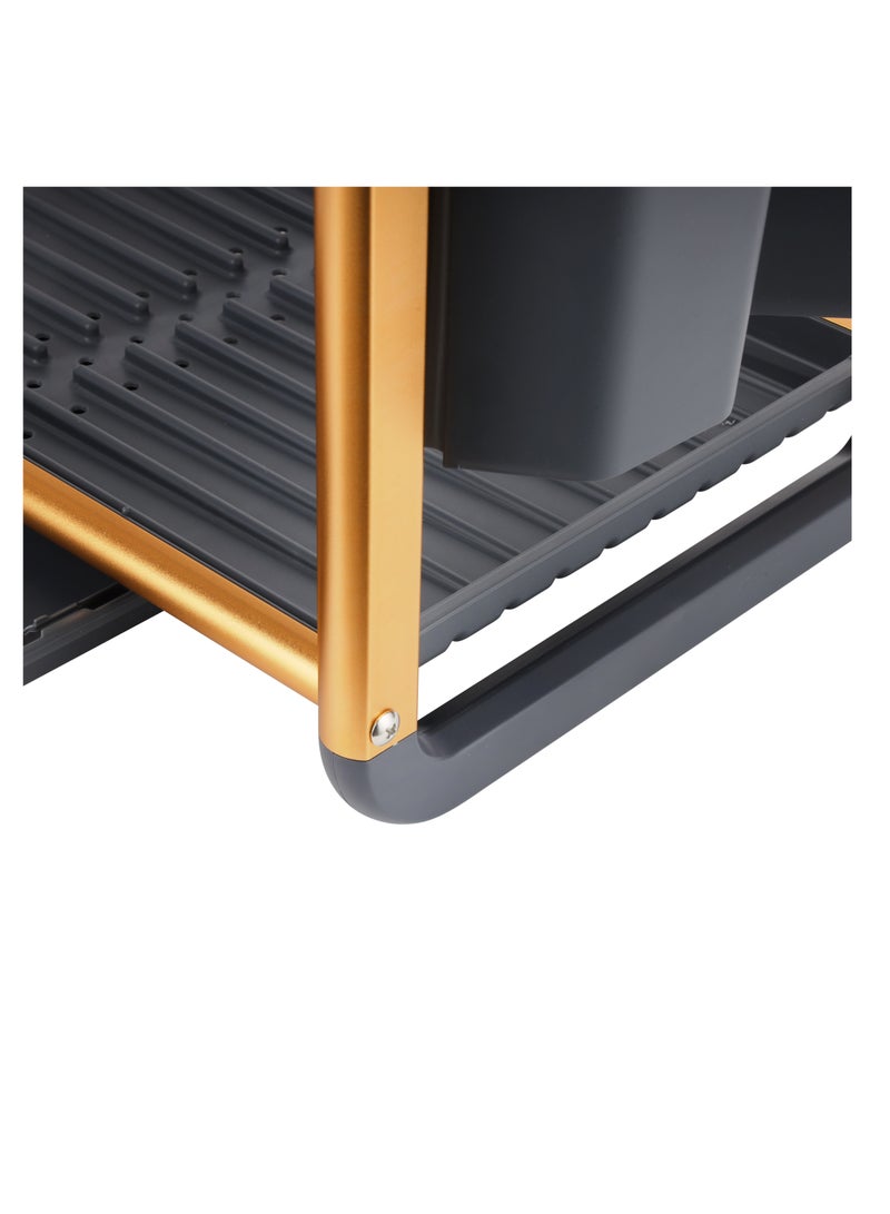 رويال فورد Royalford Dish Rack- RF12587/ 2 Layers, Organizer for Kitchen to Keep Plates, Bowls, Quarter Plate, Cutlery, Cups, etc., Holds 16 Plate/ Aluminum Drying Stand with Drainer Board  - Image 4