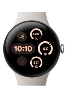Google Pixel Watch 3 (41mm) - Android Smartwatch with Heart Rate Tracking, Advanced Running from Fitbit, Fitness Insights, 24-Hour Battery - Polished Silver Aluminium Case - Porcelain Band - Wi-Fi Silver  - Image 1