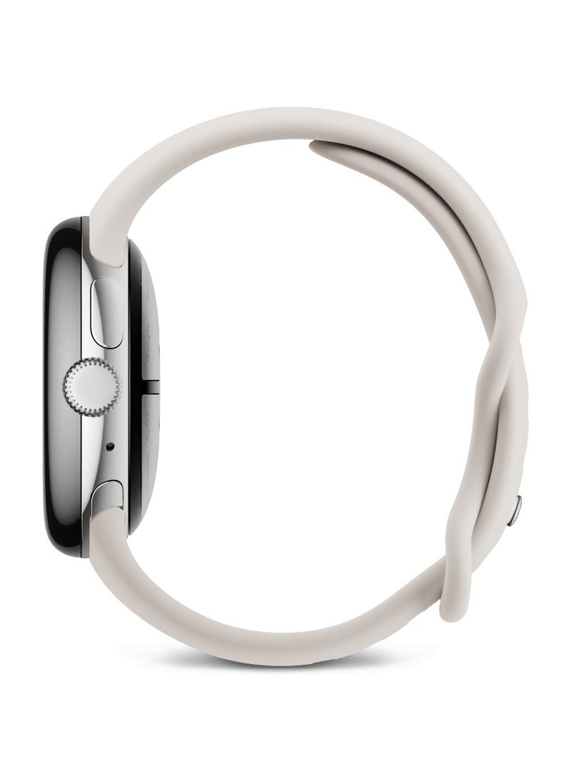 Google - Pixel Watch 3 (41mm) - Android Smartwatch with Heart Rate Tracking, Advanced Running from Fitbit, Fitness Insights, 24-Hour Battery - Polished Silver Aluminium Case - Porcelain Band - Wi-Fi Silver - Image 1