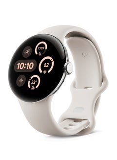 Google Pixel Watch 3 (41mm) - Android Smartwatch with Heart Rate Tracking, Advanced Running from Fitbit, Fitness Insights, 24-Hour Battery - Polished Silver Aluminium Case - Porcelain Band - Wi-Fi Silver  - Image 2