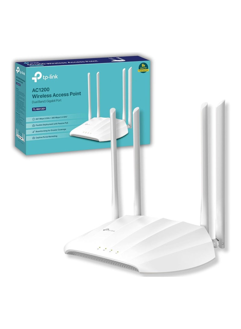 TP-LINK - TP-Link AX1800 Dual Band Gigabit Wi-Fi 6 Access Point (TL-WA1801) Desktop Wi-Fi Bridge & Beamforming Supports Multi-SSID/Client/Range Extender Mode 4 Fixed Antennas Passive PoE WHITE - Image 1