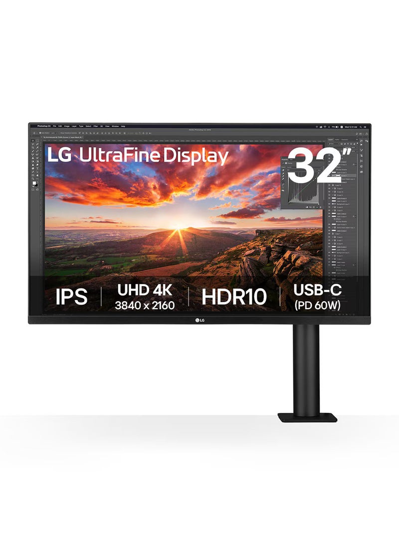 LG - 31.5 inch Ergo Monitor, IPS Display, 4K UHD Resolution, 60Hz Refresh Rate, 5ms (GtG @ Faster) Response Time, 1.07b Color Display, Dynamic Action Sync | 32UN880K Black - Image 1