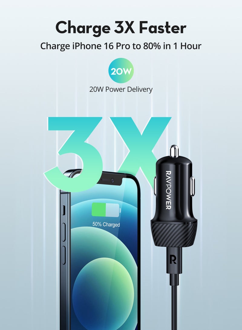10000 mAh Combo for Power Bank 20W PB1228 + Wall charger VC1017 + Car C to C CB1021 Black