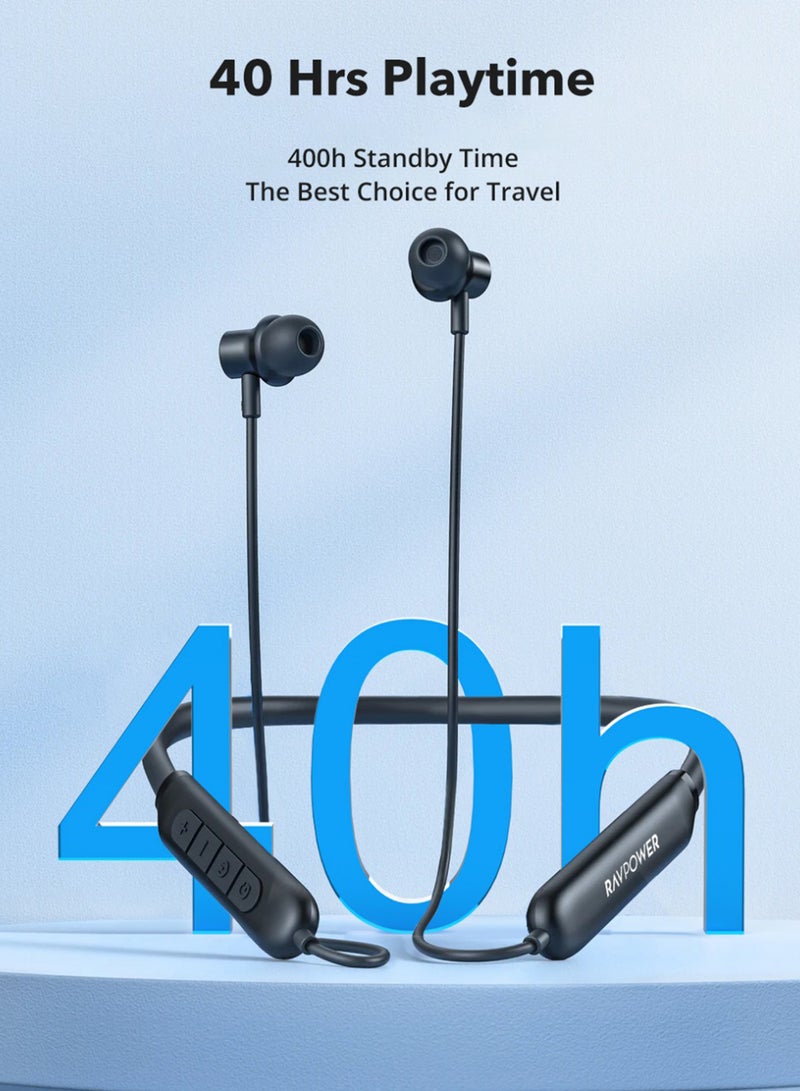 RAVPOWER Neckband Wireless Earbuds 40Hour Instead Of Neckband Wireless Earbuds 32Hour Black - Image 4