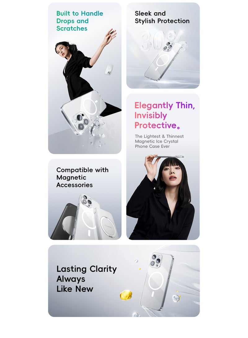 Baseus - iPhone 16 Pro Case Clear, Compatible with MagSafe, Anti-Yellowing Hard Shell Slim Magnetic Phone Sleeve for iPhone 16 Pro, Transparent, Slim Thin MagSafe Phone Cover 6.3" for Apple 16 Pro, Durable, Lightweight, Scratch-Resistant, Crystal Clear Protection (Clear) iPhone 16 Pro - Clear - Image 1