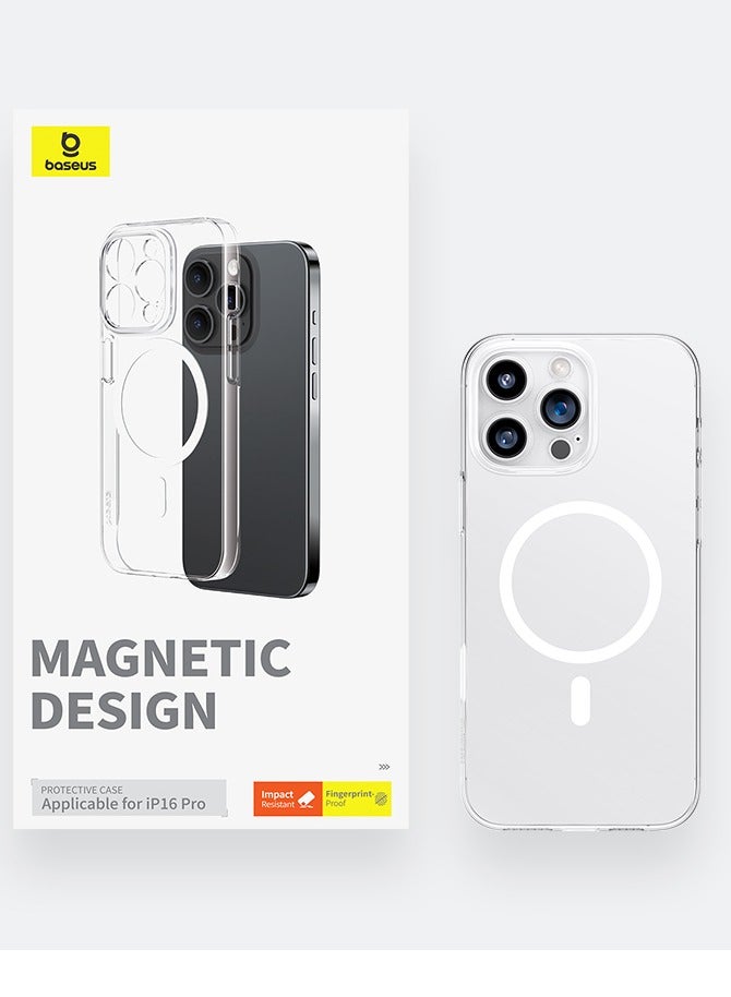 Baseus - iPhone 16 Pro Case Clear, Compatible with MagSafe, Anti-Yellowing Hard Shell Slim Magnetic Phone Sleeve for iPhone 16 Pro, Transparent, Slim Thin MagSafe Phone Cover 6.3" for Apple 16 Pro, Durable, Lightweight, Scratch-Resistant, Crystal Clear Protection (Clear) iPhone 16 Pro - Clear - Image 1