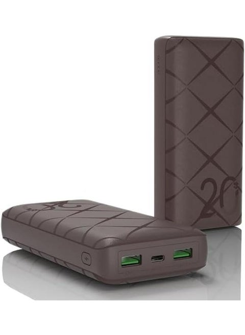 20000 mAh Infinix XPower 20 - XP20 : 15W Power Bank 20000mAh with Type C Fast Charging & 2 USB - 3 Output Brown