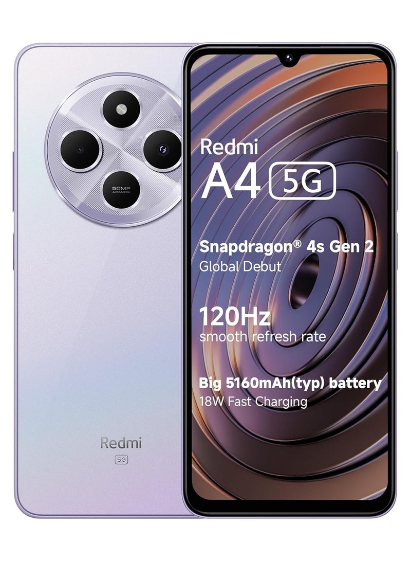 Xiaomi - Redmi A4 4GB RAM 128GB Storage 5G Sparkle Purple - Global Version - Image 1