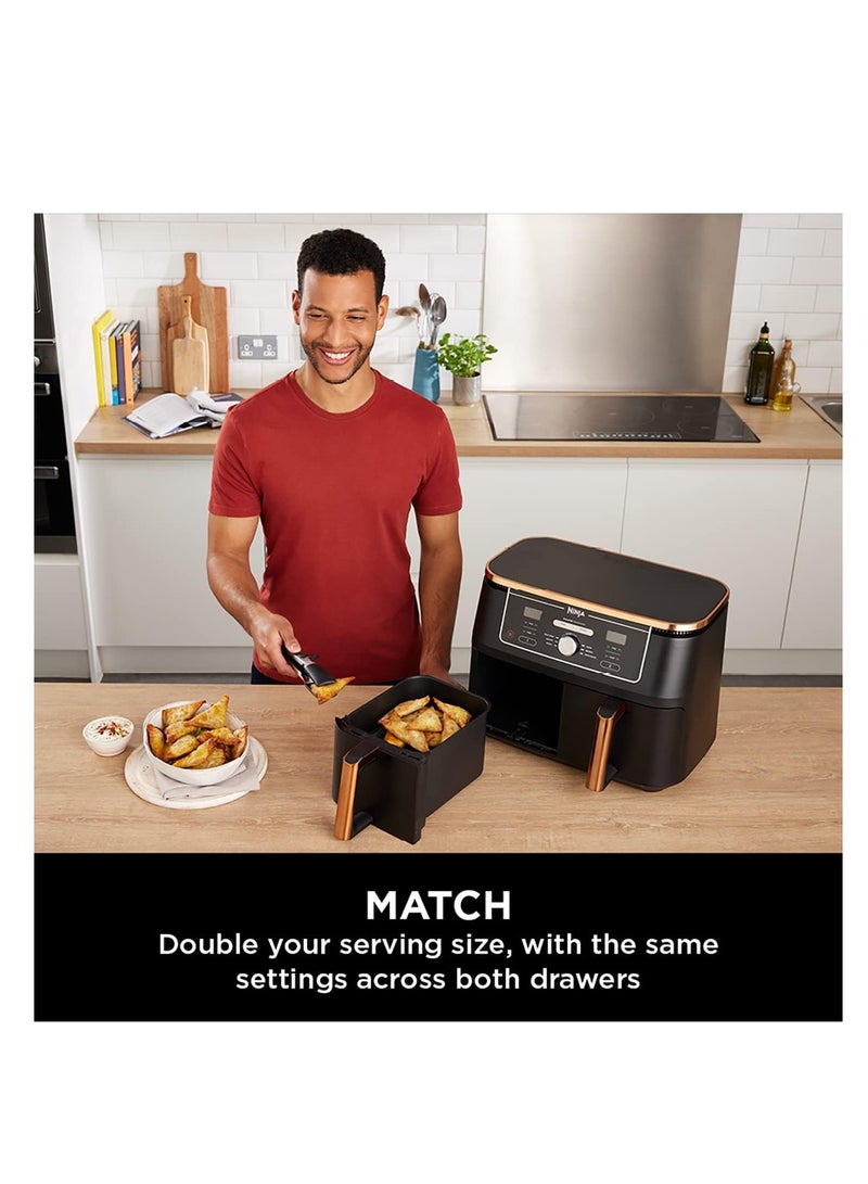 Foodi Max Dual Zone Air Fryer, Amazon Exclusive, Tongs, 2 Drawers, 9.5L, 6-in-1, Use No Oil, Air Fry, Max Crisp, Roast, Bake, 8 Portions, Nonstick Dishwasher Safe Baskets 9.5 L 2470 W AF400UKCP Black/Copper - pnsku/N70148760V/45/_/1738659762/37477e60-d298-4e50-8ff2-6a8dbb6171f0