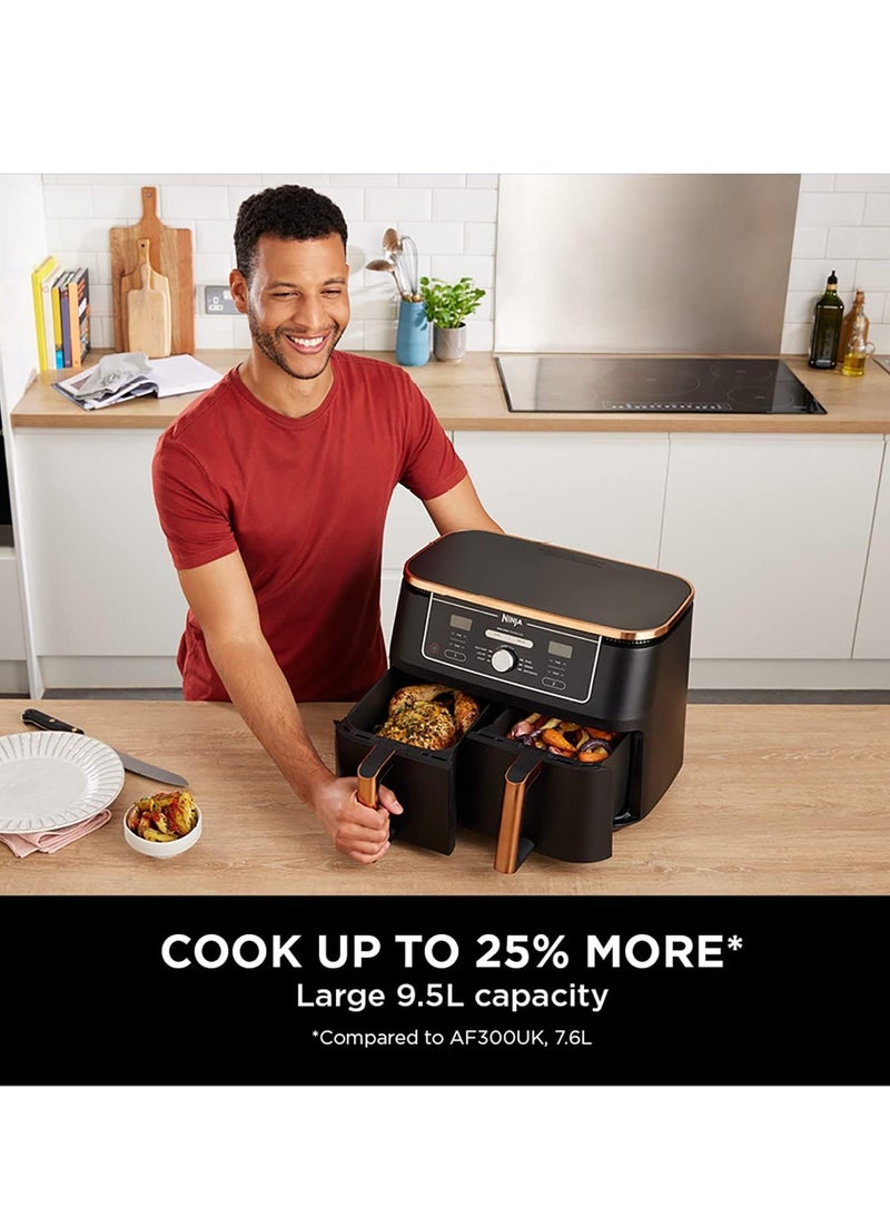 Foodi Max Dual Zone Air Fryer, Amazon Exclusive, Tongs, 2 Drawers, 9.5L, 6-in-1, Use No Oil, Air Fry, Max Crisp, Roast, Bake, 8 Portions, Nonstick Dishwasher Safe Baskets 9.5 L 2470 W AF400UKCP Black/Copper - pnsku/N70148760V/45/_/1738659764/134f652e-c8d7-43ee-ba20-fd2c5b989d50