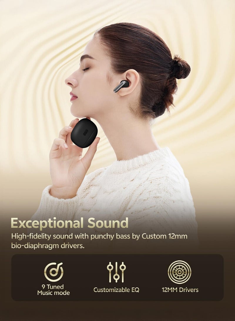 كيو سي واي تويز ملبودز N50، سماعات أذن لاسلكية، سماعات بلوتوث مع إلغاء الضوضاء النشط، زمن تأخير منخفض للغاية للألعاب، 28 ساعة من عمر البطارية، تحكم باللمس ومقاومة للماء IPX5 - Image 3