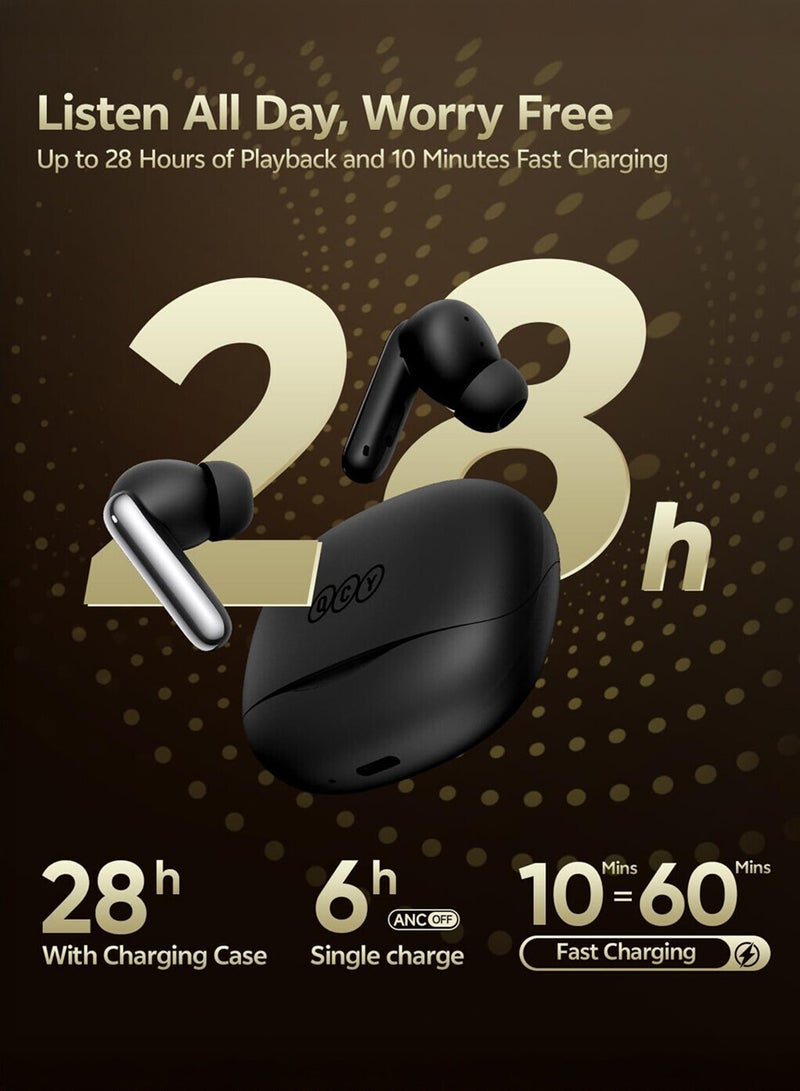كيو سي واي تويز ملبودز N50، سماعات أذن لاسلكية، سماعات بلوتوث مع إلغاء الضوضاء النشط، زمن تأخير منخفض للغاية للألعاب، 28 ساعة من عمر البطارية، تحكم باللمس ومقاومة للماء IPX5 - Image 5