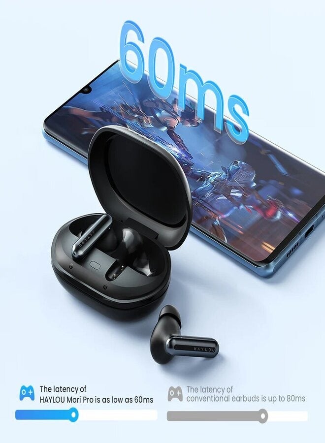 Haylou - Mori Pro Wirless Earbuds, 5.4 Bluetooth Earphone with Active Noise Cancellation. 6-Mic for Clear Calls, 35 Hours Battery Life, Low-Latency Gaming Mode and Customizable EQ Black - Image 1
