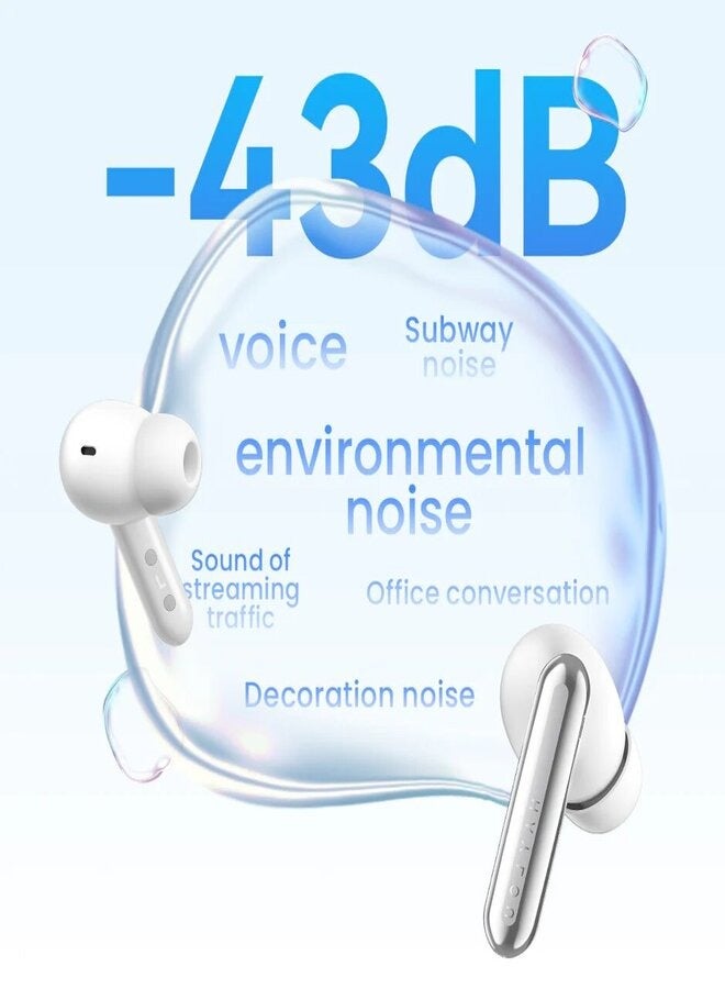Mori Pro Wireless Earphones,5.4 Bluetooth Earbuds,Low Latency for Gaming,Hi-Fi Sound Quality,6-mic Noise Cancellationa & Anti-wind Noise,35 Hours Battery,Compatible with iOS & Android White