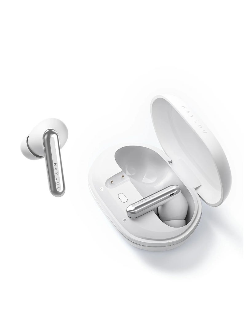 Mori Pro Wireless Earphones,5.4 Bluetooth Earbuds,Low Latency for Gaming,Hi-Fi Sound Quality,6-mic Noise Cancellationa & Anti-wind Noise,35 Hours Battery,Compatible with iOS & Android White