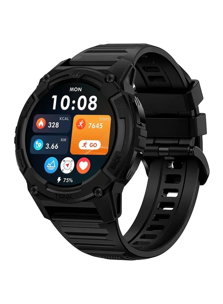 KOSPET TANK S2 Smartwatch – AMOLED Display, Bluetooth Calling, 5ATM Waterproof, Comprehensive Health Tracking, 12-Day Battery Life, Precise GPS, Alexa & AI Voice Assistant – Perfect for Athletes & Adventurers Black - Image 1