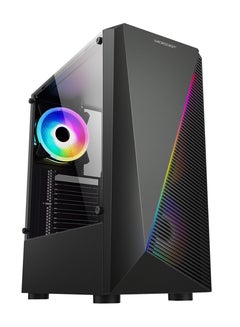 ميكرو ديجيت Desktop Computer Case Chassis  Gaming Computer Case / PC Cabinet Strata with Tempered Glass & Cooling Fan With RGB Light Black  - Image 1