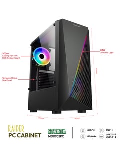 ميكرو ديجيت Desktop Computer Case Chassis  Gaming Computer Case / PC Cabinet Strata with Tempered Glass & Cooling Fan With RGB Light Black  - Image 2