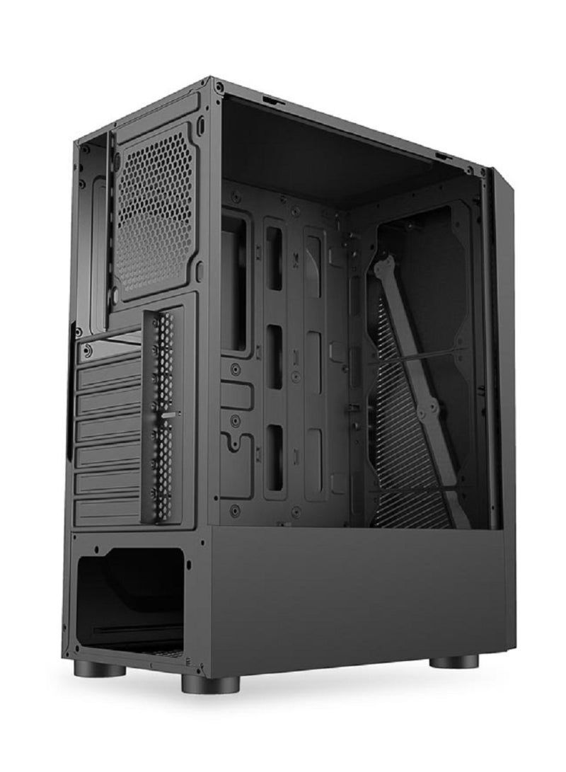 ميكرو ديجيت - Desktop Computer Case Chassis  Gaming Computer Case / PC Cabinet Strata with Tempered Glass & Cooling Fan With RGB Light Black - Image 1