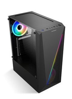 ميكرو ديجيت Desktop Computer Case Chassis  Gaming Computer Case / PC Cabinet Strata with Tempered Glass & Cooling Fan With RGB Light Black  - Image 3