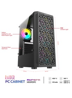 ميكرو ديجيت Premium PC Cabinet With LED Technology /Special Laser Cut/3D Head Disspation &Clear Inside View Black  - Image 2