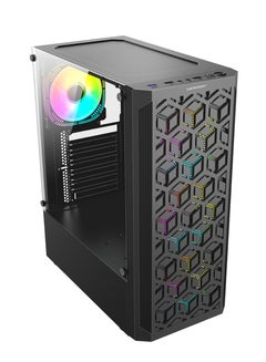 ميكرو ديجيت Premium PC Cabinet With LED Technology /Special Laser Cut/3D Head Disspation &Clear Inside View Black  - Image 4