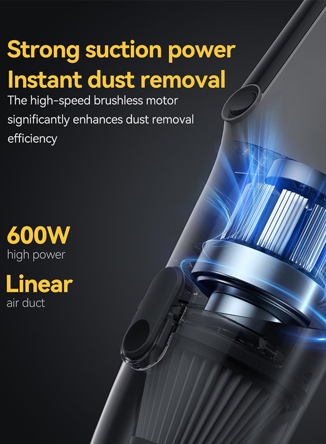 Deerma Portable Handheld Vacuum Cleaner – Powerful Suction, Lightweight & Cordless Design, Rechargeable Battery, High-Efficiency Filtration, Easy to Use for Home, Car, and Office Cleaning DX120C-Black 600 W DX120C Black  - Image 2