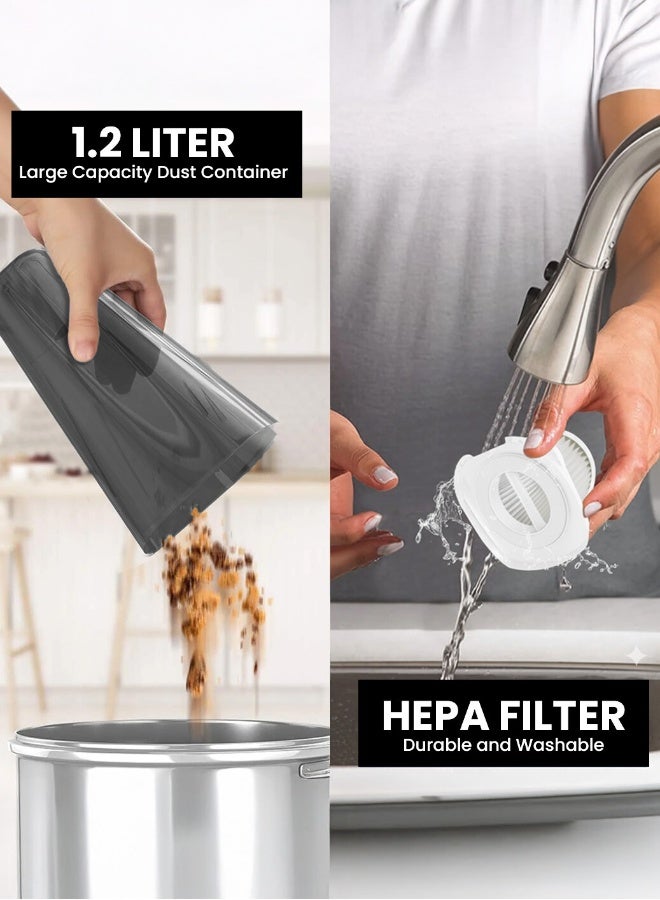 ديرما مكنسة كهربائية محمولة باليد - شفط قوي، تصميم خفيف الوزن وبدون سلك، بطارية قابلة للشحن، فلترة عالية الكفاءة، سهلة الاستخدام لتنظيف المنزل والسيارة والمكتب DX120C-أسود - Image 4