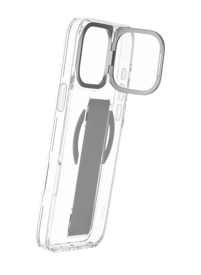 Uniq - Hybrid Heldro Max Magclick With Camera Stand for iPhone 16 Pro Lucent Clear Clear - Image 1