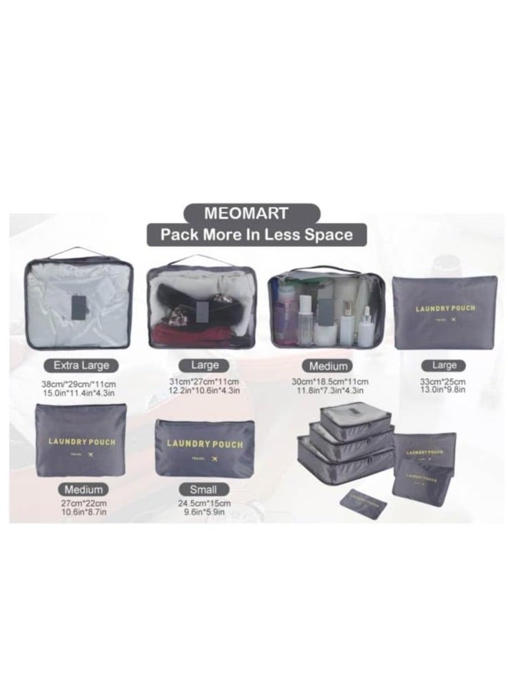 هوم كير 6 PCS Travel Packing Cubes For Luggage Storage, Travel Organizer Suitcase Packing Cubes, Travel Packing Bags For Clothes, Bras, Shoes, Medicines, Baby Feeds, and Travel Essentials (Grey) Grey  - Image 2